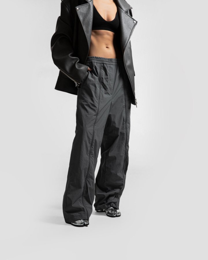 Paper Moon - Korean Women Fashion - #womensfashion - Front Zipped Open Banding Nylon Trouser - 3