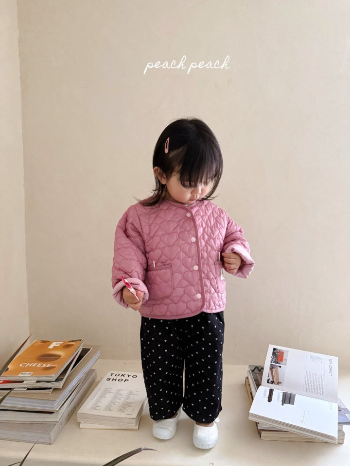 Peach Peach - Korean Children Fashion - #childofig - Heart Quilted Jacket - 8