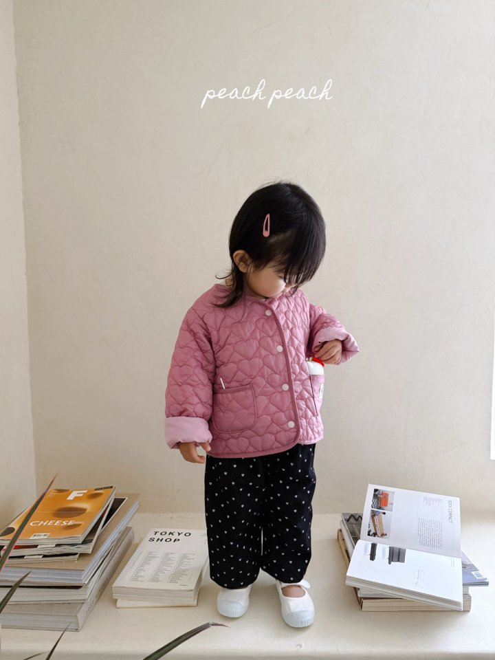 Peach Peach - Korean Children Fashion - #childofig - Heart Quilted Jacket - 9