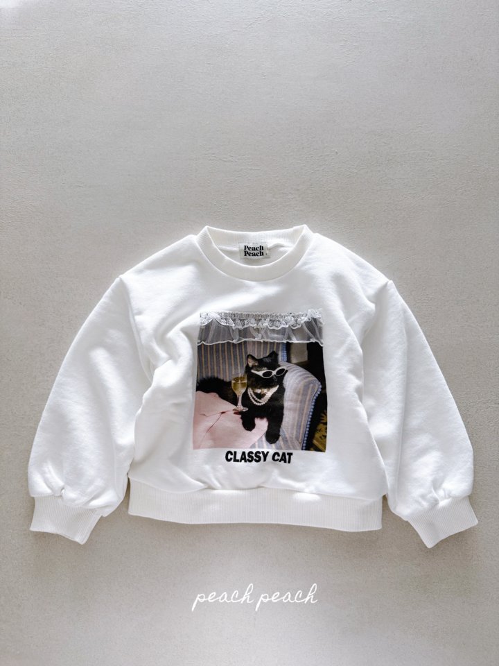 Peach Peach - Korean Children Fashion - #kidsshorts - Classy Cat Sweatshirt