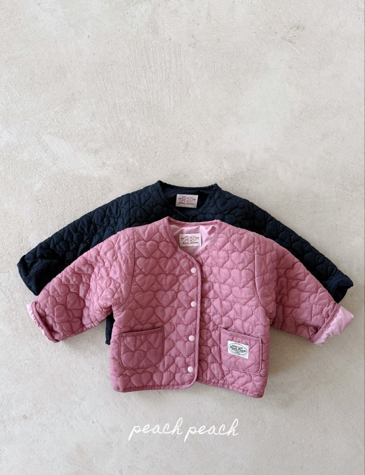 Peach Peach - Korean Children Fashion - #kidsstore - Heart Quilted Jacket