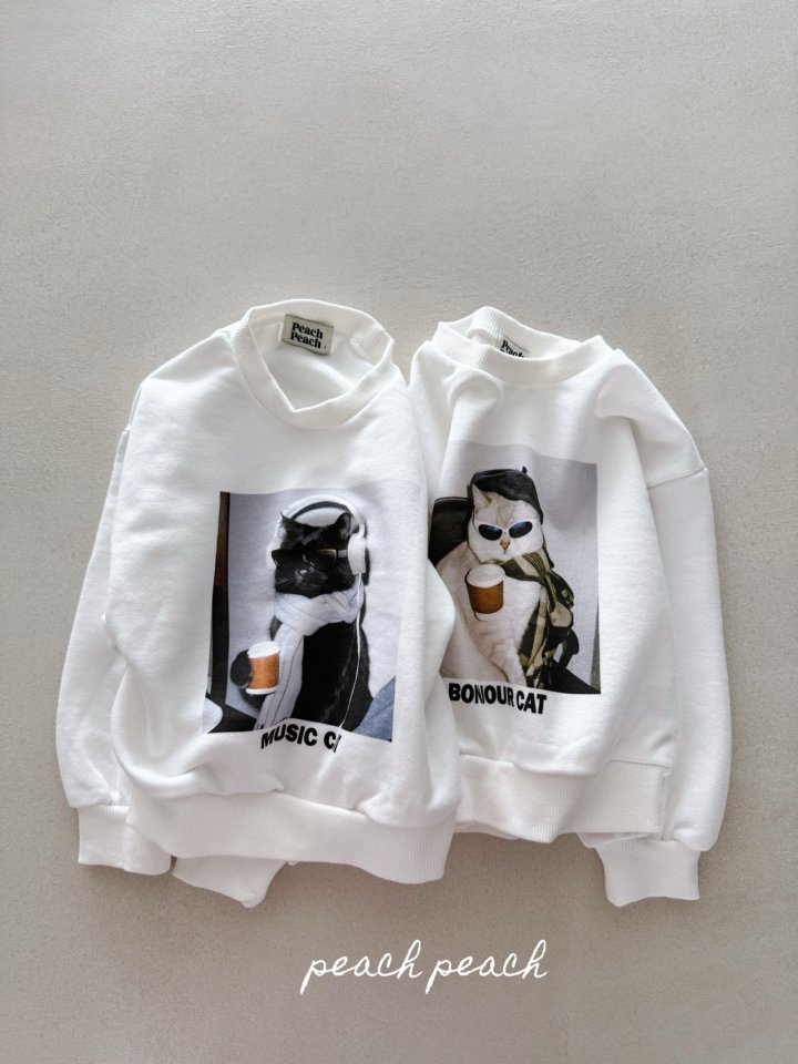 Peach Peach - Korean Children Fashion - #littlefashionista - French Cat Sweatshirt