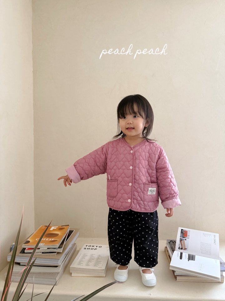 Peach Peach - Korean Children Fashion - #magicofchildhood - Heart Quilted Jacket - 5
