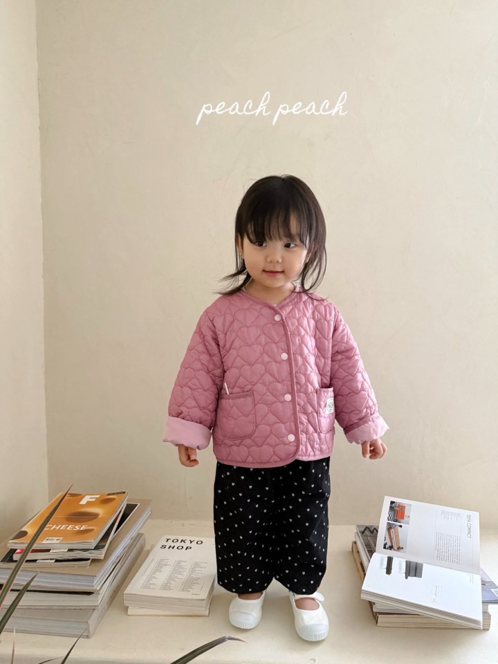 Peach Peach - Korean Children Fashion - #minifashionista - Heart Quilted Jacket - 6