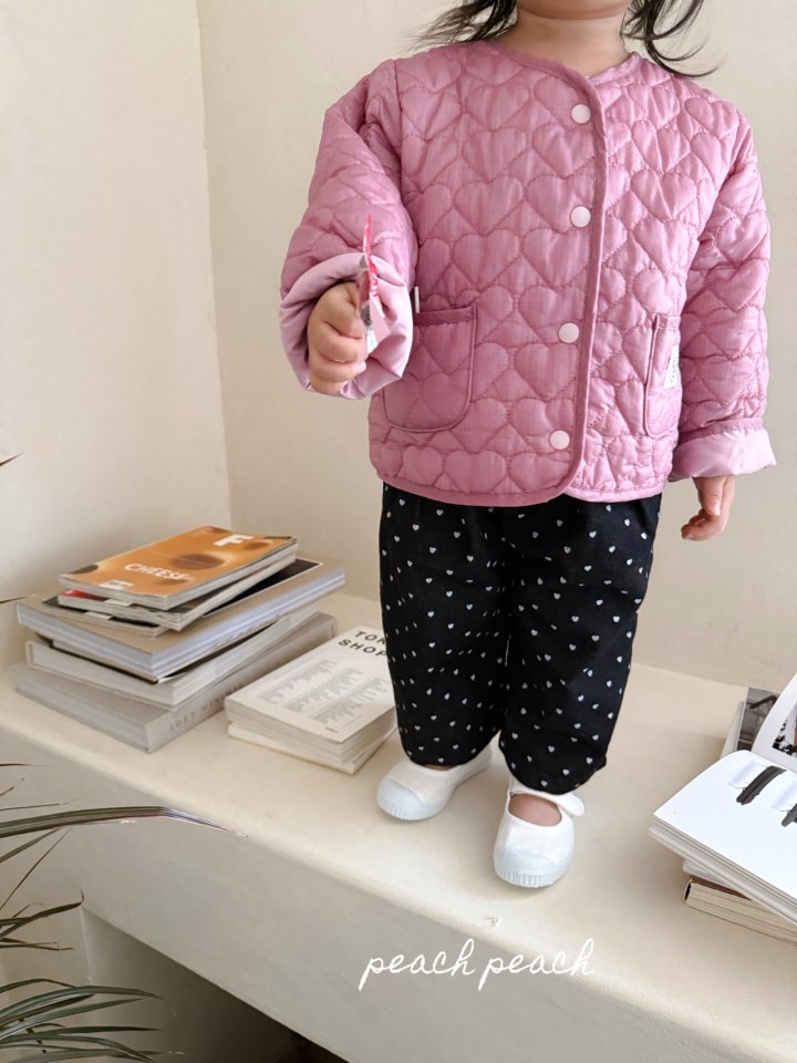 Peach Peach - Korean Children Fashion - #prettylittlegirls - Heart Quilted Jacket - 7