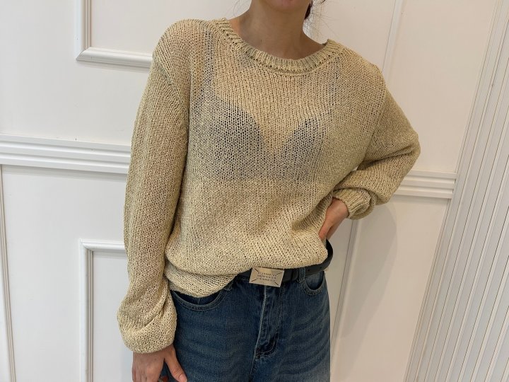 Pearls room - Korean Women Fashion - #momslook - Round Knit Top