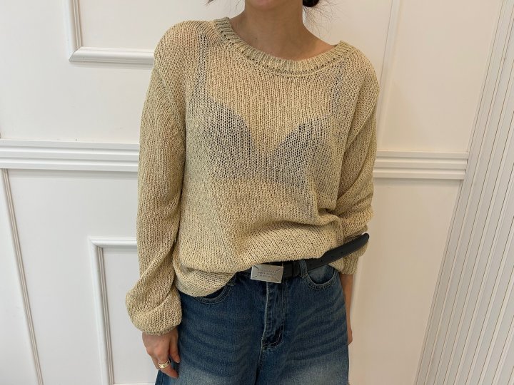 Pearls room - Korean Women Fashion - #momslook - Round Knit Top - 3