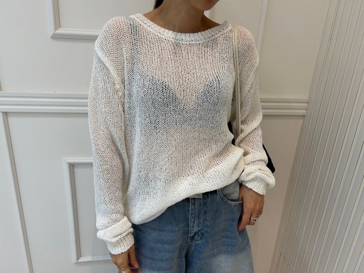 Pearls room - Korean Women Fashion - #momslook - Round Knit Top - 5