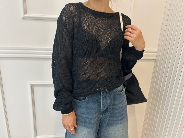 Pearls room - Korean Women Fashion - #romanticstyle - Round Knit Top - 11