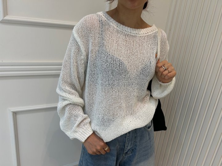 Pearls room - Korean Women Fashion - #vintageinspired - Round Knit Top - 7