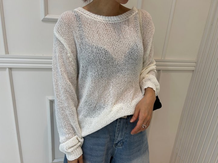 Pearls room - Korean Women Fashion - #vintagekidsstyle - Round Knit Top - 8