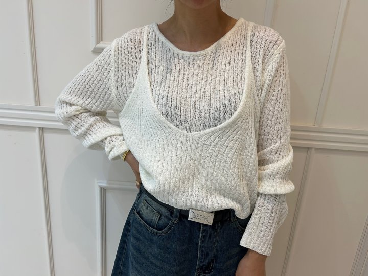 Pearls room - Korean Women Fashion - #womensfashion - Layered Knit Top