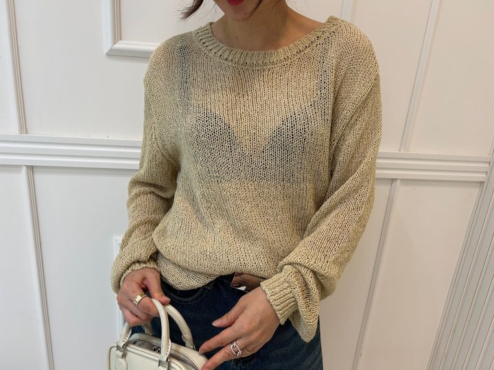 Pearls room - Korean Women Fashion - #womensfashion - Round Knit Top - 2