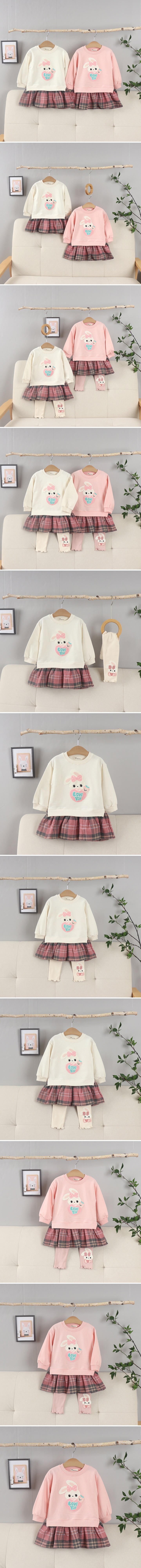 Pepper Mint - Korean Children Fashion - #minifashionista - Check Bunny Long Tee