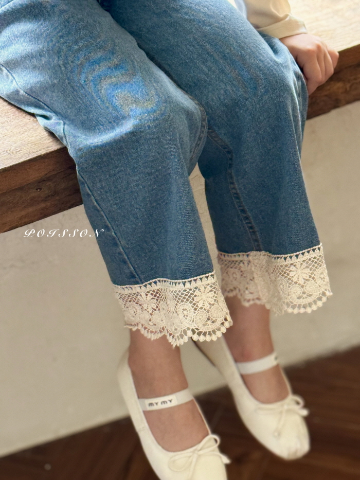 Poisson - Korean Children Fashion - #Kfashion4kids - Vintage Lace Denim Pants - 10