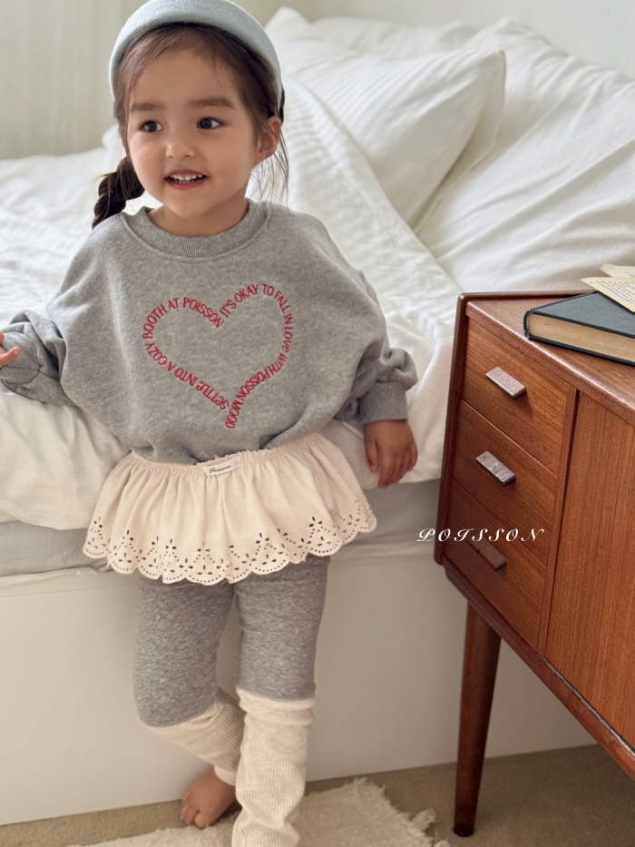 Poisson - Korean Children Fashion - #childrensboutique - Heart Embroidery Sweatshirt - 12