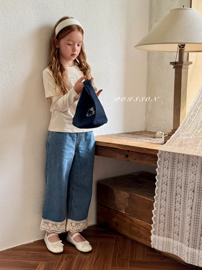 Poisson - Korean Children Fashion - #kidsshorts - Vintage Lace Denim Pants - 7