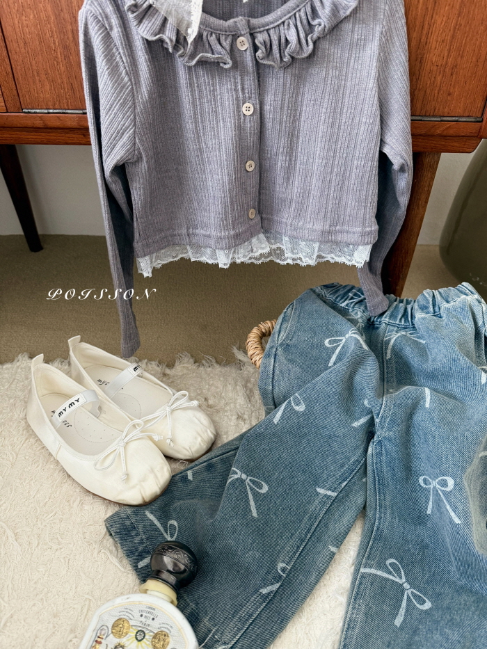 Poisson - Korean Children Fashion - #fashionkids - Ribbony Denim Pants - 4