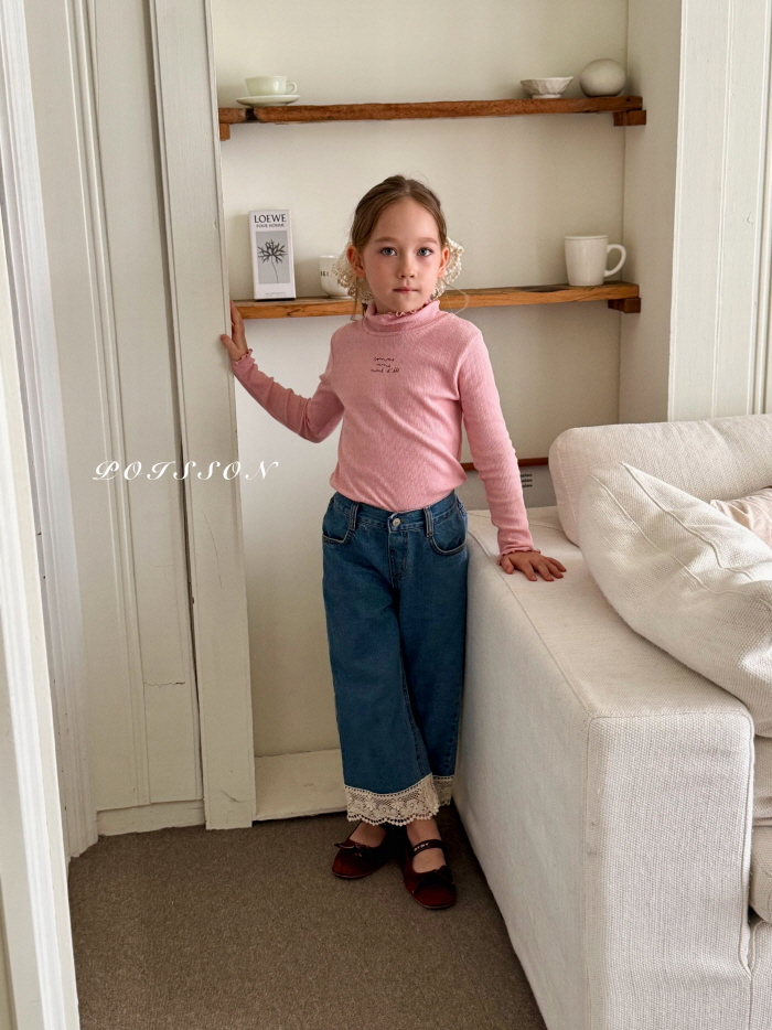 Poisson - Korean Children Fashion - #littlefashionista - Vintage Lace Denim Pants - 11
