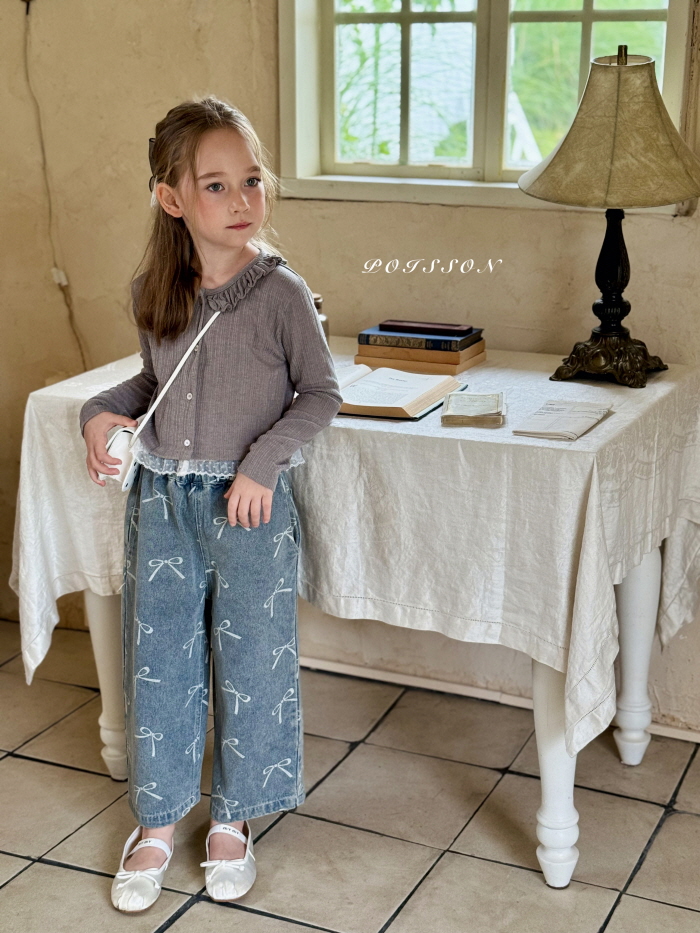 Poisson - Korean Children Fashion - #littlefashionista - Ribbony Denim Pants - 8