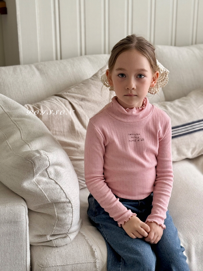 Poisson - Korean Children Fashion - #minifashionista - Eyelet Half Turtleneck - 3