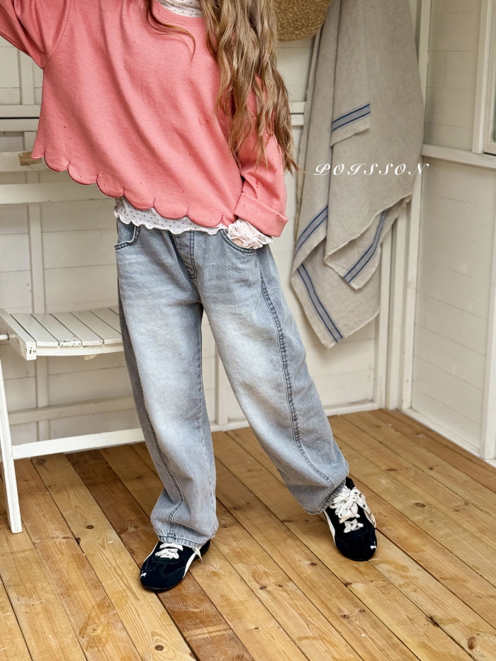 Poisson - Korean Children Fashion - #minifashionista - Brush Denim Pants - 8