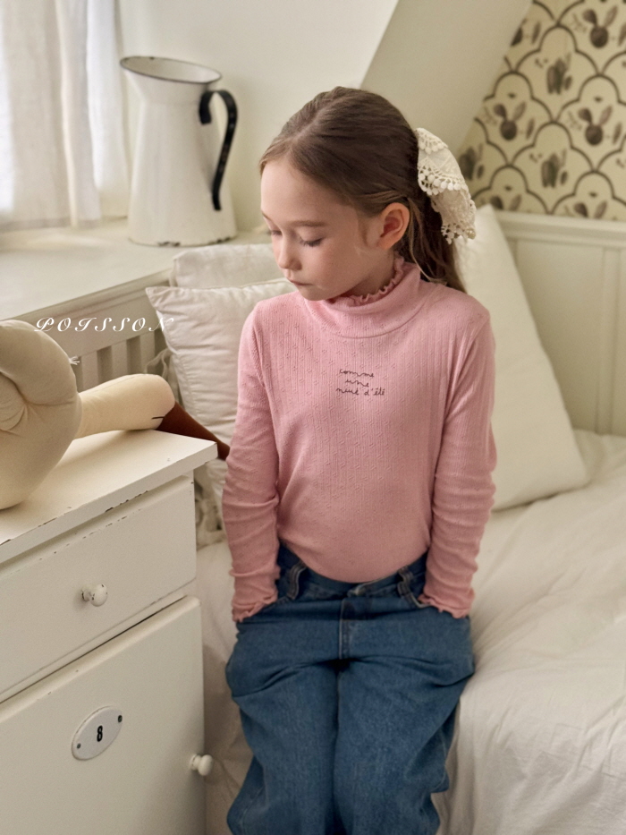 Poisson - Korean Children Fashion - #minifashionista - Eyelet Half Turtleneck - 4