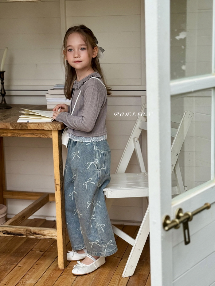 Poisson - Korean Children Fashion - #prettylittlegirls - Ribbony Denim Pants - 11