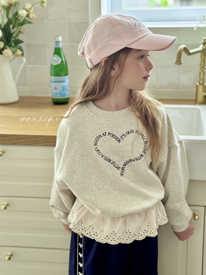 Poisson - Korean Children Fashion - #stylishchildhood - Heart Embroidery Sweatshirt - 10
