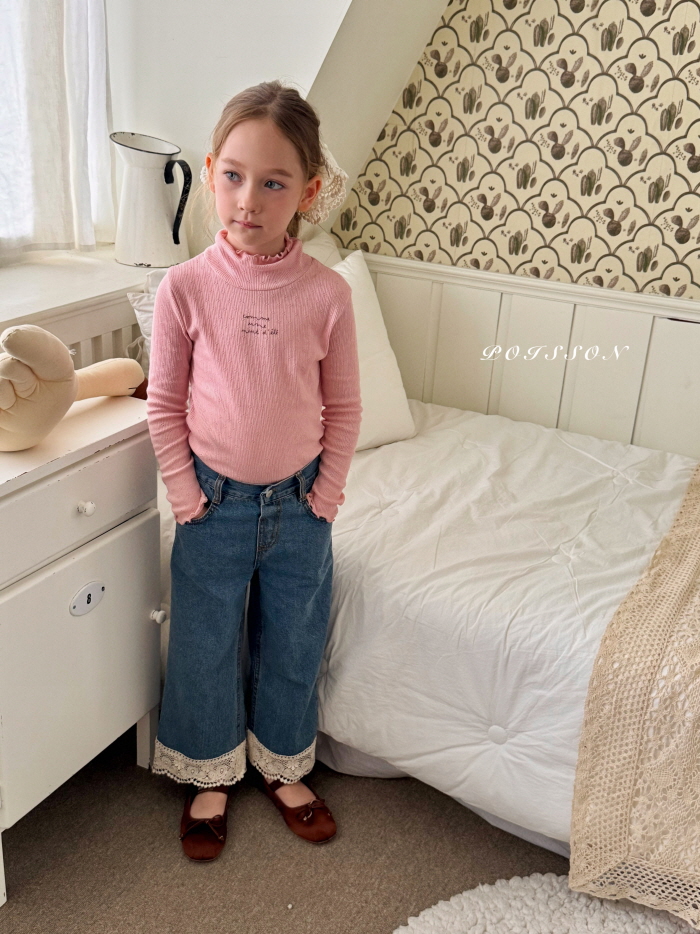 Poisson - Korean Children Fashion - #todddlerfashion - Eyelet Half Turtleneck - 5