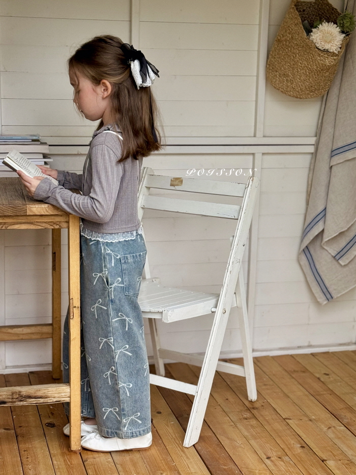 Poisson - Korean Children Fashion - #todddlerfashion - Ribbony Denim Pants - 12