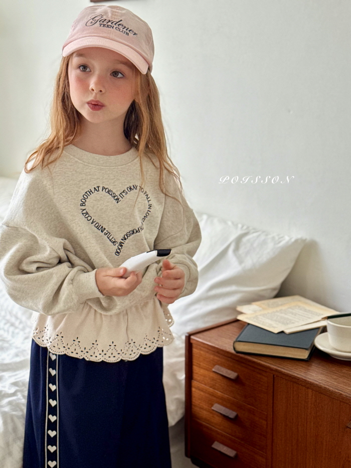 Poisson - Korean Children Fashion - #todddlerfashion - Heart Embroidery Sweatshirt - 8
