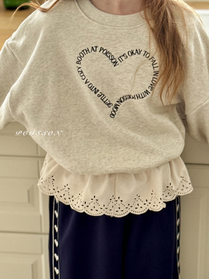 Poisson - Korean Children Fashion - #toddlerclothing - Heart Embroidery Sweatshirt - 9