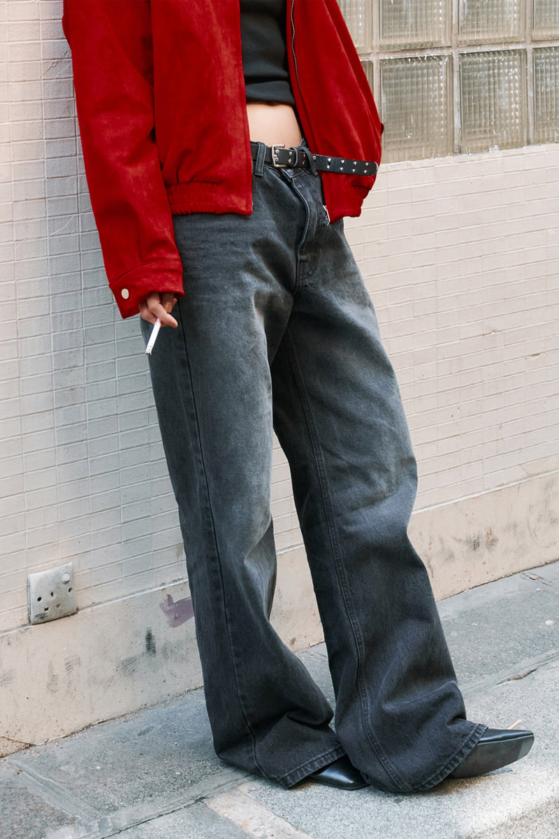 Project Wave - Korean Women Fashion - #momslook - Black Washing Denim Pants - 6