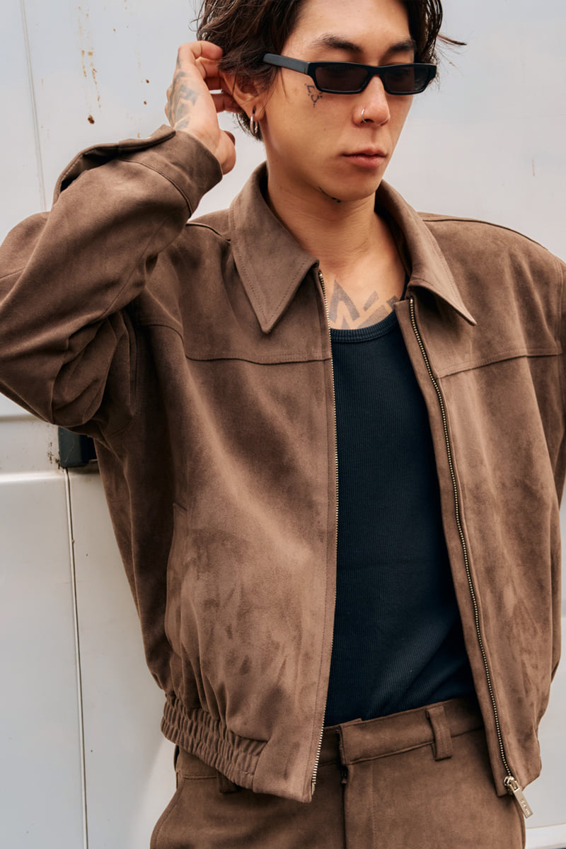Project Wave - Korean Women Fashion - #momslook - Suede Zip-up Blouson - 10