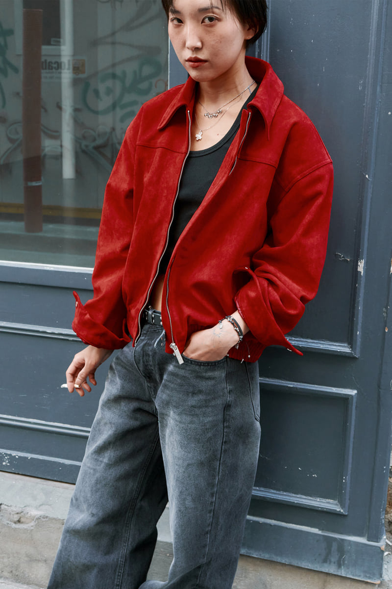 Project Wave - Korean Women Fashion - #momslook - Suede Zip-up Blouson - 3