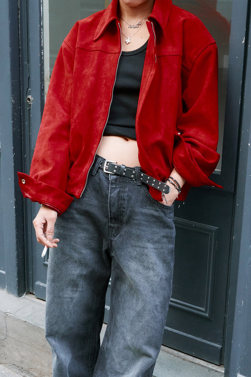 Project Wave - Korean Women Fashion - #momslook - Suede Zip-up Blouson - 5