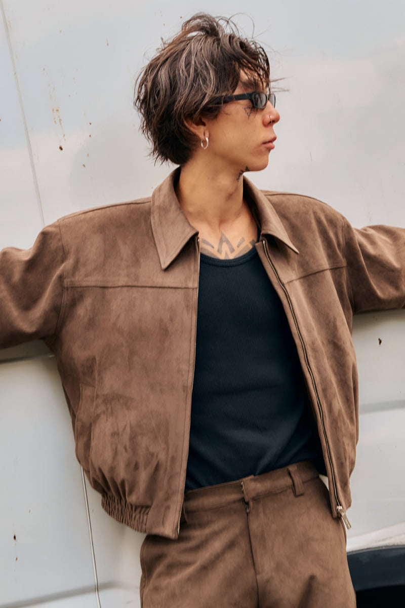 Project Wave - Korean Women Fashion - #momslook - Suede Zip-up Blouson - 9