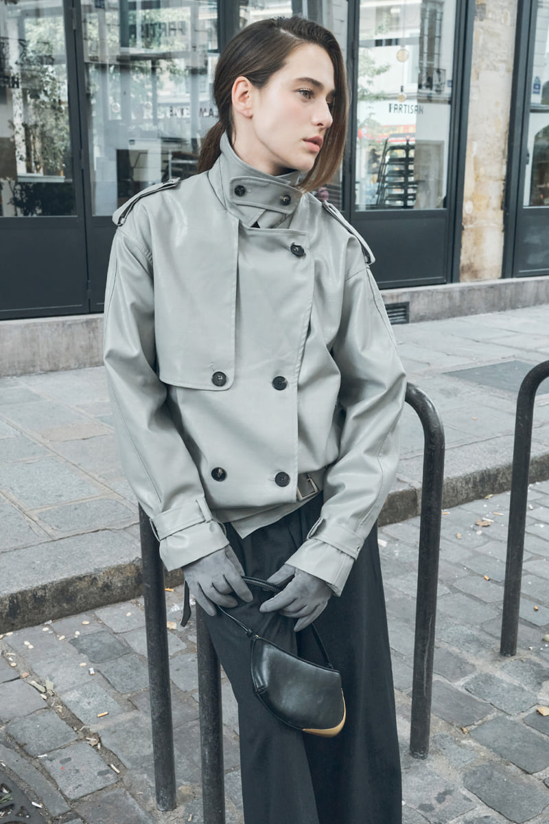Project Wave - Korean Women Fashion - #momslook - Petal Half Leather Trench Coat - 9