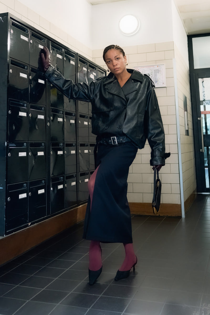 Project Wave - Korean Women Fashion - #romanticstyle - Petal Half Leather Trench Coat - 3