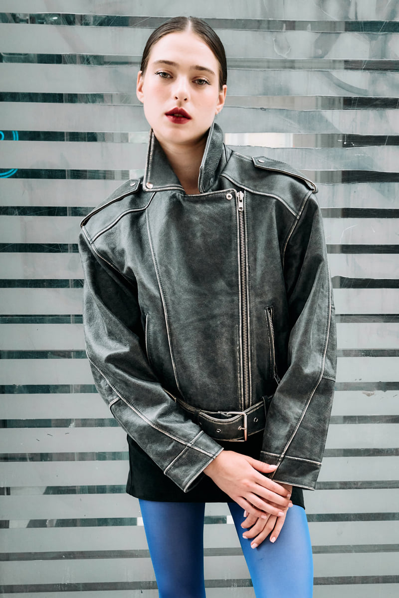 Project Wave - Korean Women Fashion - #romanticstyle - Aging Real Rider Jacket - 2