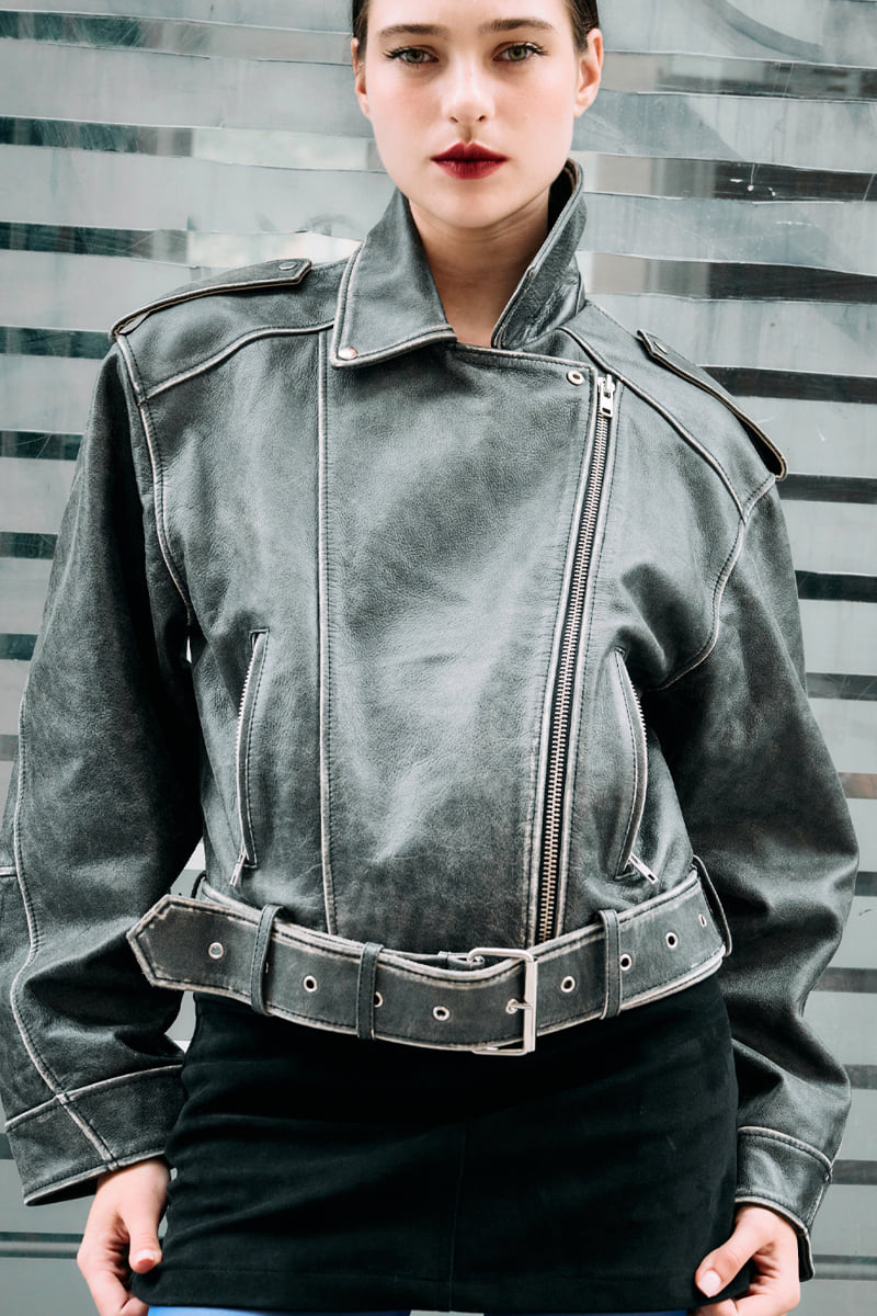 Project Wave - Korean Women Fashion - #shopsmall - Aging Real Rider Jacket - 4