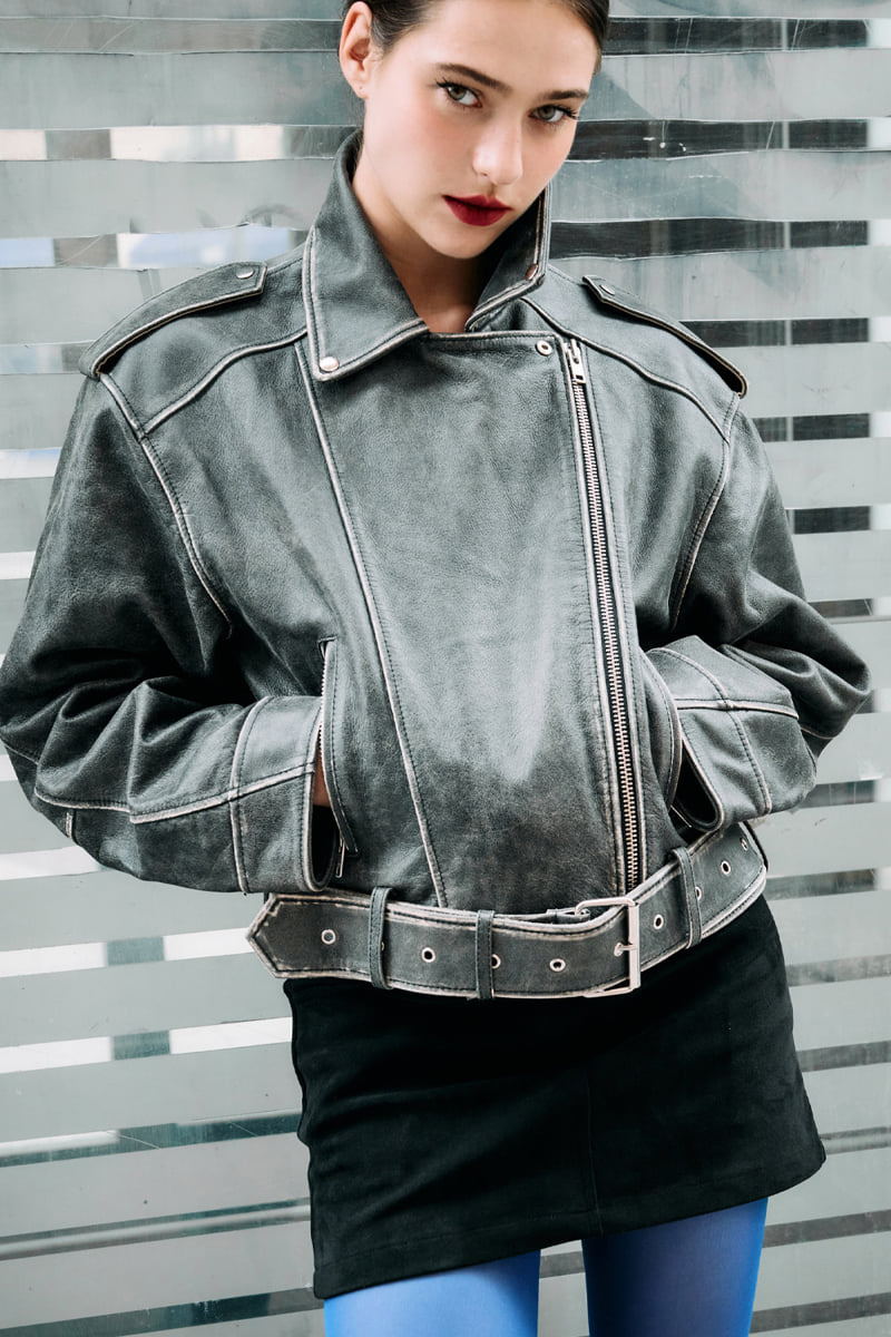 Project Wave - Korean Women Fashion - #thelittlethings - Aging Real Rider Jacket - 5