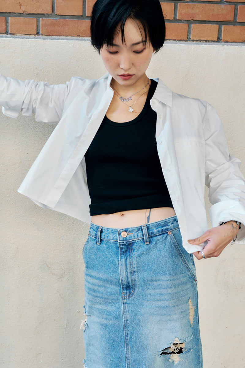Project Wave - Korean Women Fashion - #womensfashion - Mono Crop Shirt - 2