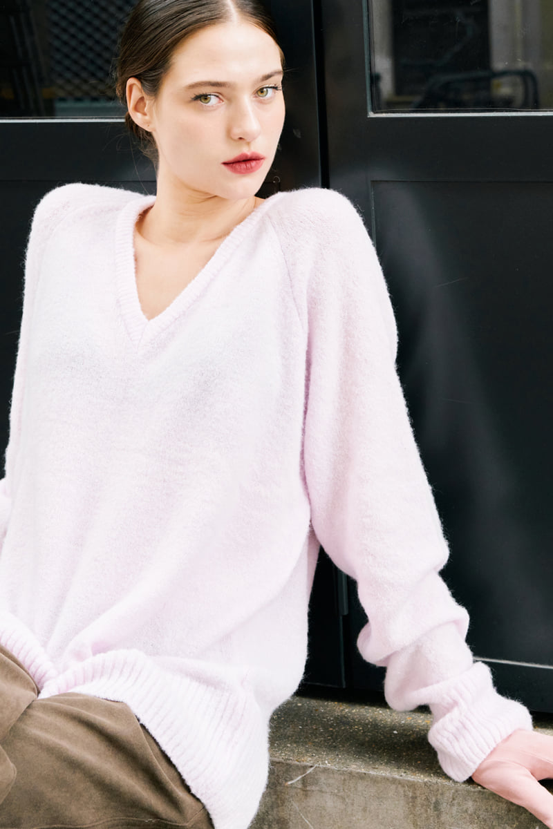 Project Wave - Korean Women Fashion - #womensfashion - Loose Fit V-Neck Mohair Pullover
