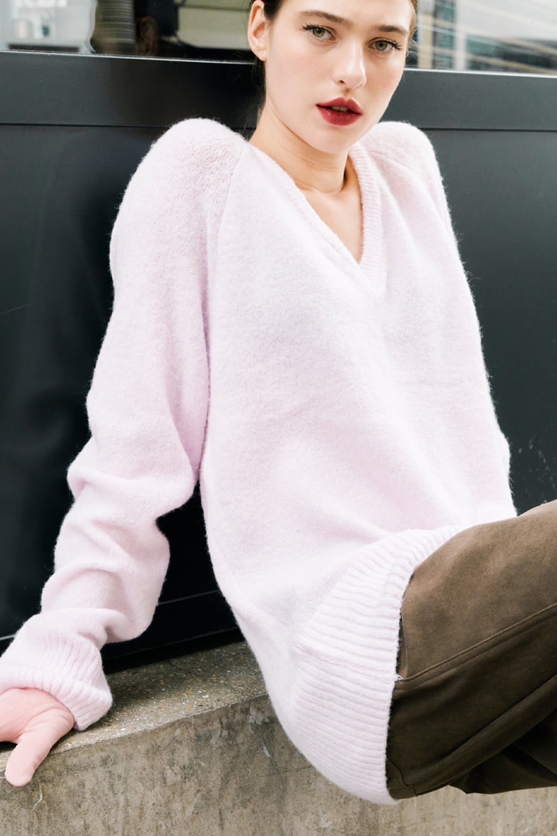 Project Wave - Korean Women Fashion - #womensfashion - Loose Fit V-Neck Mohair Pullover - 3