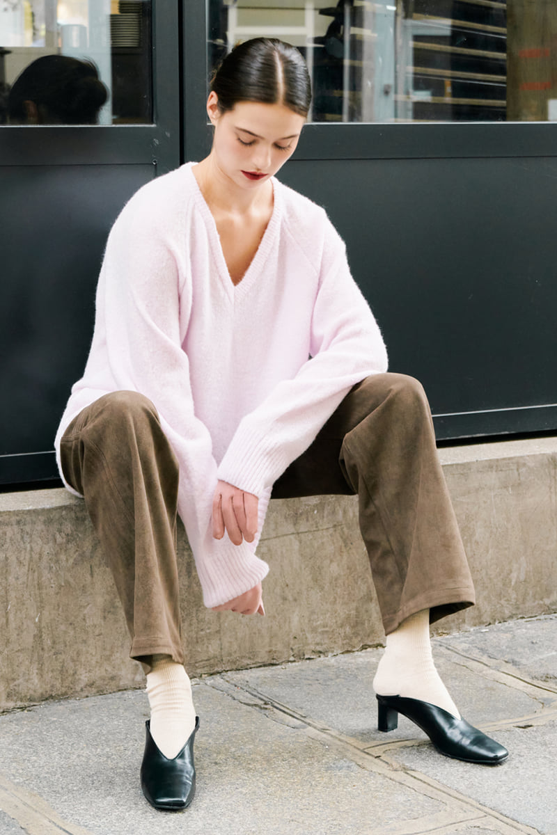 Project Wave - Korean Women Fashion - #womensfashion - Loose Fit V-Neck Mohair Pullover - 5
