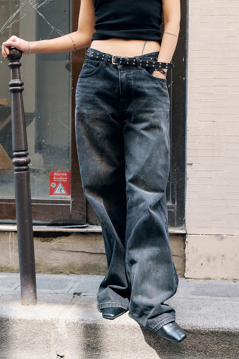 Project Wave - Korean Women Fashion - #womensfashion - Black Washing Denim Pants