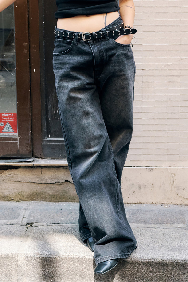 Project Wave - Korean Women Fashion - #womensfashion - Black Washing Denim Pants - 5