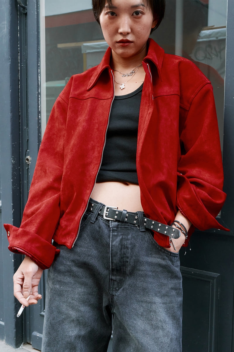 Project Wave - Korean Women Fashion - #momslook - Suede Zip-up Blouson - 4